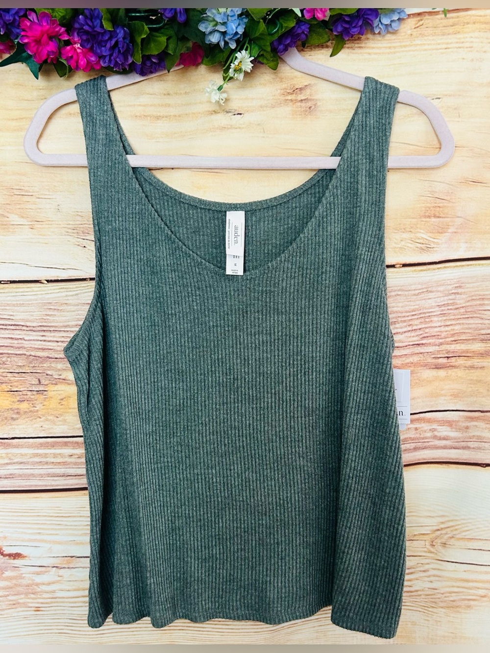Auden Gray Ribbed Scoop Neck Sleepwear Tank Top Size M NWT